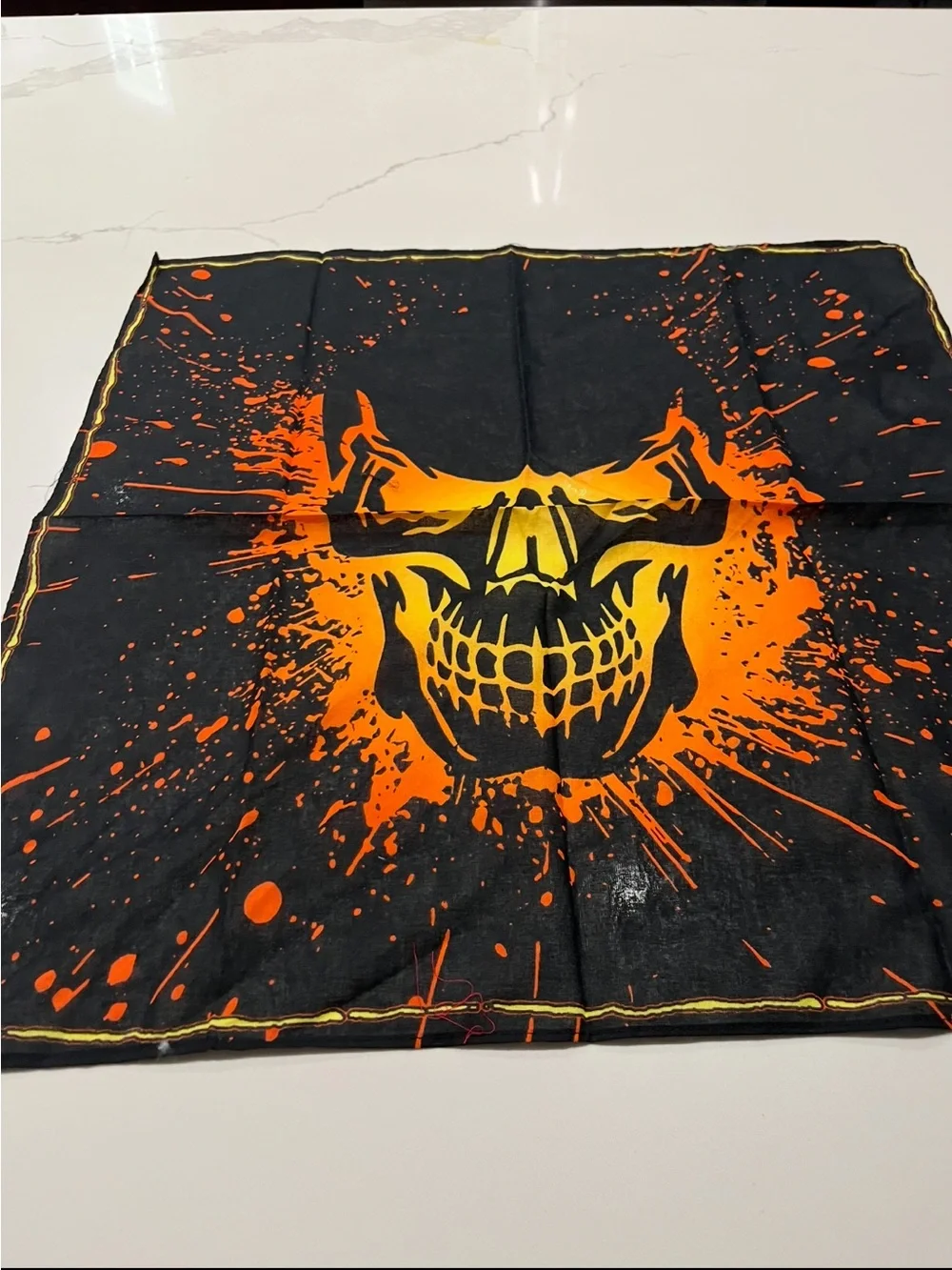 Black & Orange Skull Bandana Scarf